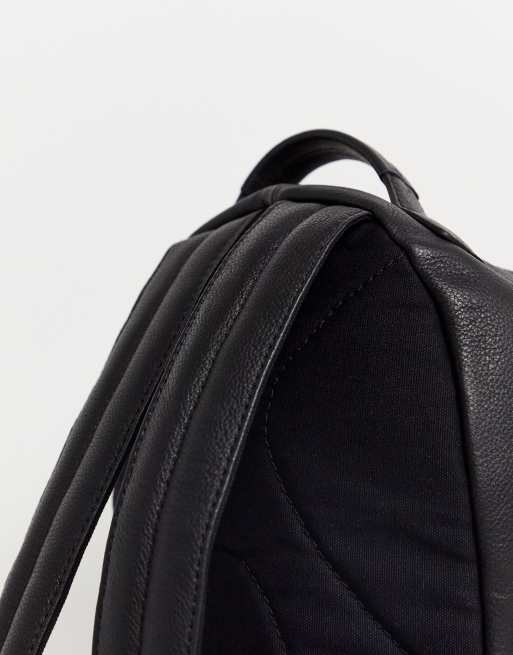 ASOS DESIGN mini harvard backpack in black leather