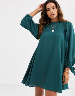 tie neck swing dress