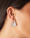 [ASOS DESIGN] ASOS DESIGN mini hoop earrings with angular design in silver tone No Size SILVER