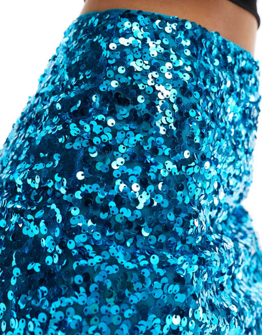 ASOS DESIGN - Mini-jupe à sequins - Bleu vif, 3 de 5