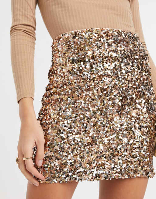 ASOS DESIGN - Mini-jupe à sequins - Doré | ASOS