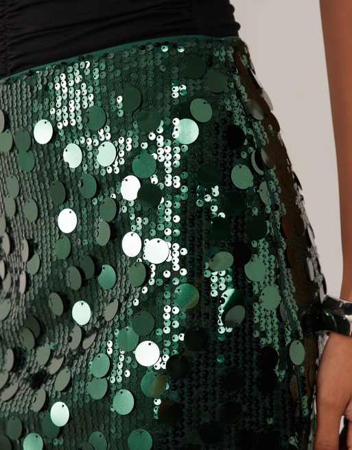 ASOS DESIGN - Mini-jupe à sequins variés - Vert, 3 de 5