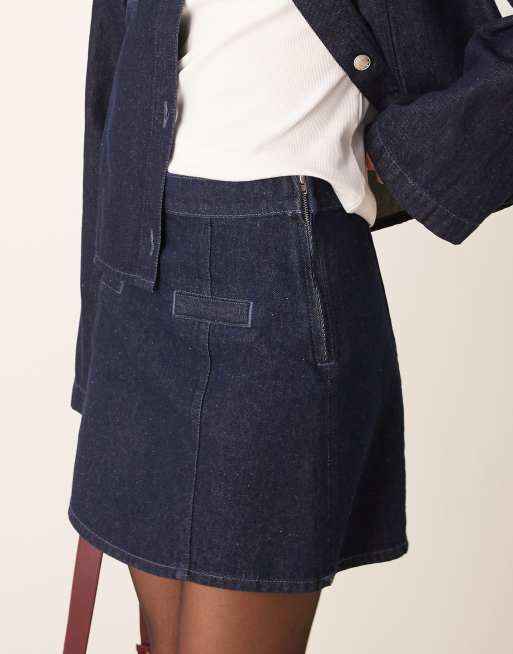 ASOS DESIGN - Mini-jupe ajustée en jean à détails surpiqués - Indigo, 5 de 5