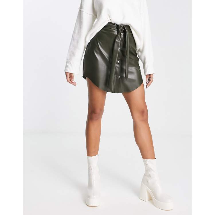 Jupe simili cuir kaki hotsell