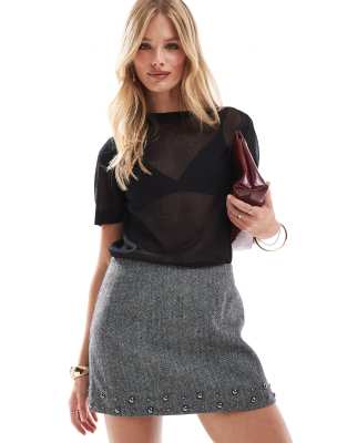 ASOS DESIGN - Mini-jupe d'ensemble ajustée à clous - Gris