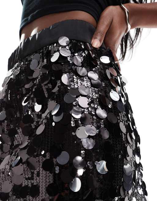 ASOS DESIGN - Mini-jupe d'ensemble ajustée ornée de sequins style disco - Noir, 3 de 5
