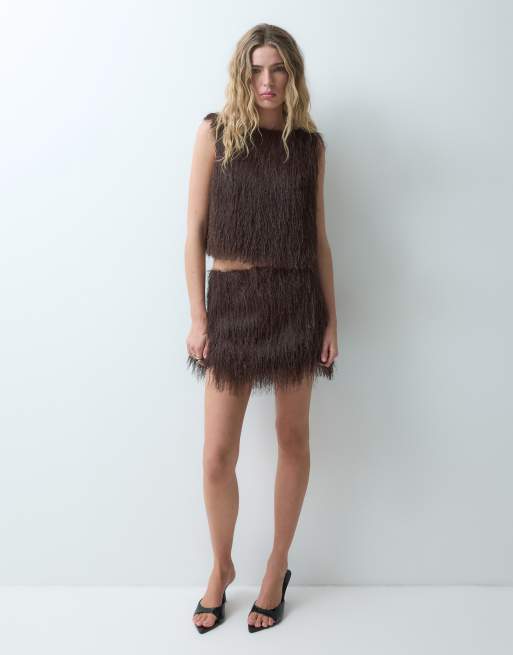 ASOS DESIGN mini-jupe duveteuse couleur chocolat, 2 de 5
