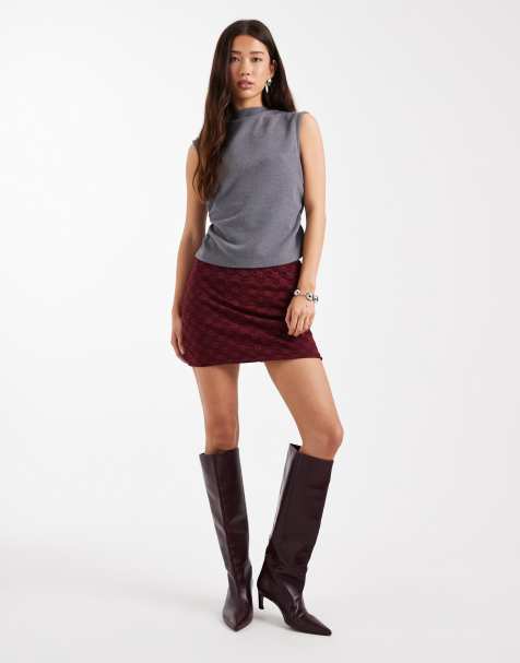 ASOS DESIGN - Mini-jupe en dentelle - Bordeaux - view 1