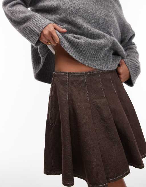 ASOS DESIGN - Mini-jupe en jean à plis - Marron, 2 de 5