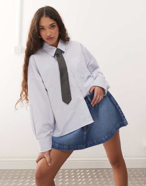 ASOS DESIGN - Mini-jupe en jean avec fronces - Bleu moyen - view 1