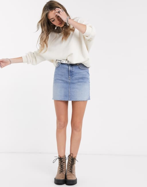 ASOS DESIGN Mini jupe en jean Bleu d lav moyen