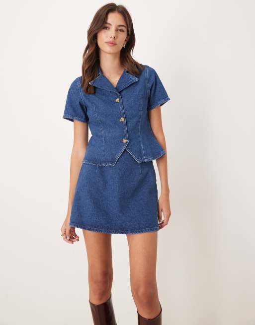 ASOS DESIGN - Mini-jupe en jean d'ensemble - Bleu moyen, 2 de 5