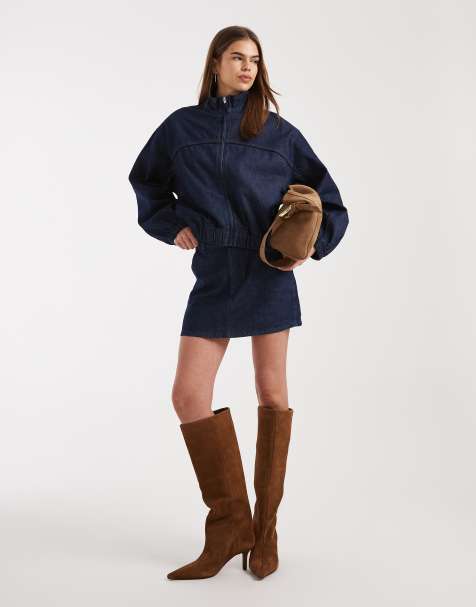 ASOS DESIGN - Mini-jupe en jean d'ensemble plissée - Délavé - view 1