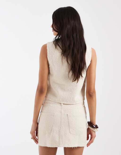 ASOS DESIGN - Mini-jupe en jean texturé - Crème, 5 de 5