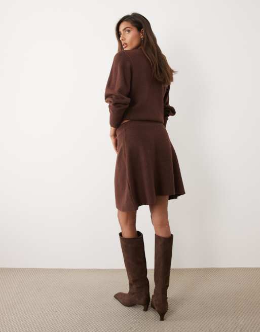 ASOS DESIGN mini-jupe en maille avec laine couleur chocolat, 5 de 5