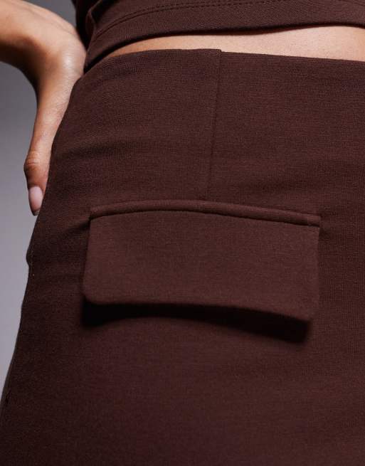 ASOS DESIGN - Mini-jupe en maille point de Rome d'ensemble avec poche fantaisie - Chocolat, 4 de 5