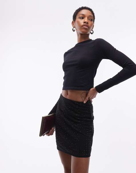 ASOS DESIGN - Mini-jupe en tulle à strass - Noir - view 1