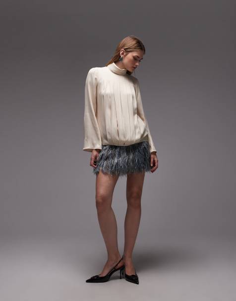 ASOS DESIGN - Mini-jupe ornée de franges en relief - Gris - view 1