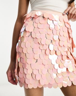 ASOS DESIGN sequin mini skirt in pink - ASOS Price Checker