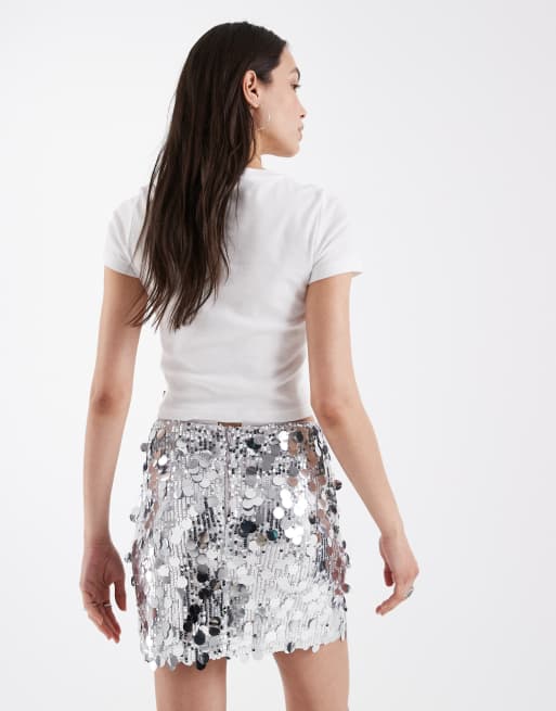 ASOS DESIGN - Mini-jupe ornée de sequins variés - Argenté, 3 de 5