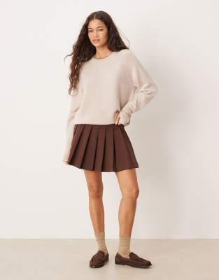 ASOS DESIGN - Mini-jupe plissée - Chocolat-Brown