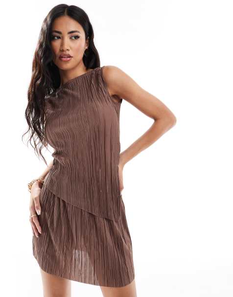 ASOS DESIGN - Mini-jupe plissée d'ensemble à taille mi-haute - Marron clair - view 1