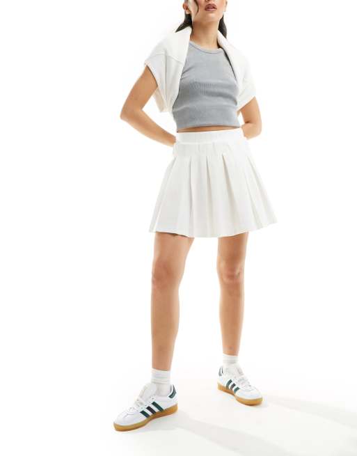 ASOS DESIGN - Mini-jupe plissée en maille point de Rome - Blanc, 2 de 5