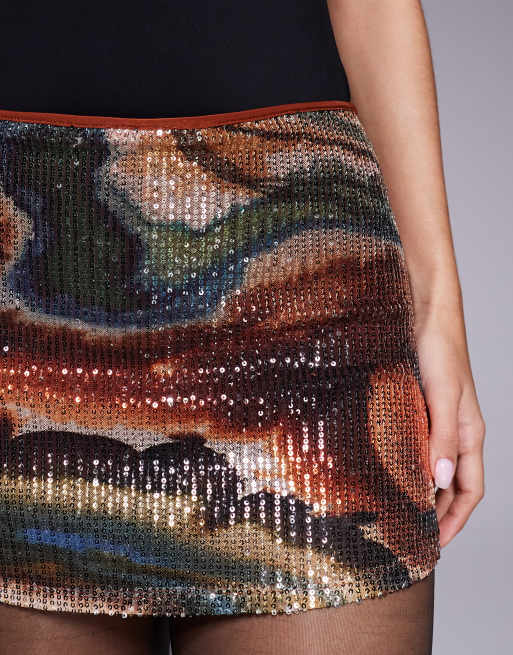 ASOS DESIGN - Mini jupe-short avec motif marbré orné de sequins, 5 de 5