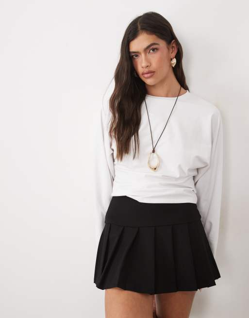 ASOS DESIGN - Mini jupe-short plissée en maille point de Rome - Noir, 2 de 5