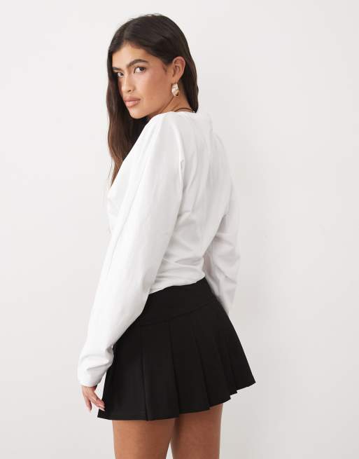 ASOS DESIGN - Mini jupe-short plissée en maille point de Rome - Noir, 5 de 5