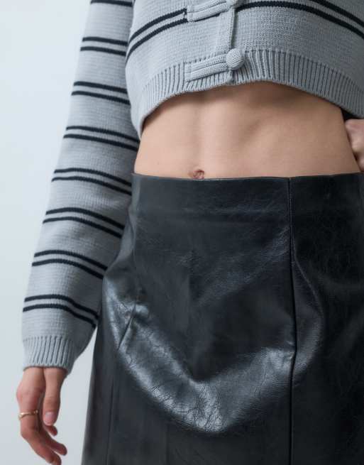 ASOS DESIGN mini-jupe tulipe ajustée noir craquelé, 3 de 5