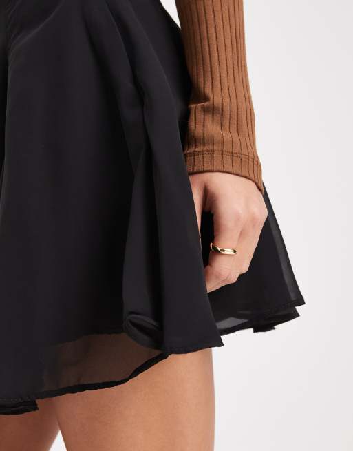 ASOS DESIGN - Mini-jupe virevoltante en mousseline - Noir, 3 de 5