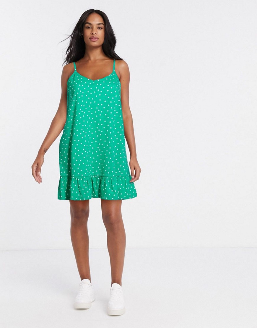 ASOS DESIGN - Mini-jurk met bandjes en groene stippenprint
