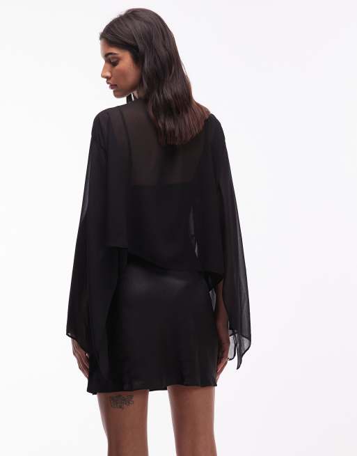 ASOS DESIGN - Mini jurk met cape in zwart, 2 van 4