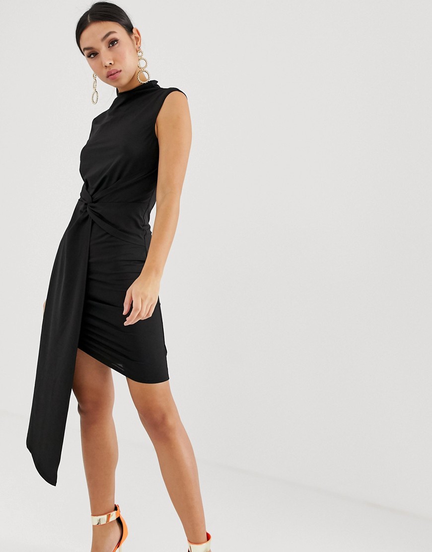 ASOS DESIGN - Mini-jurk met gedraaide voorkant-Zwart