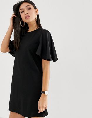 ASOS DESIGN - Mini-jurk met geweven mouwen-Zwart