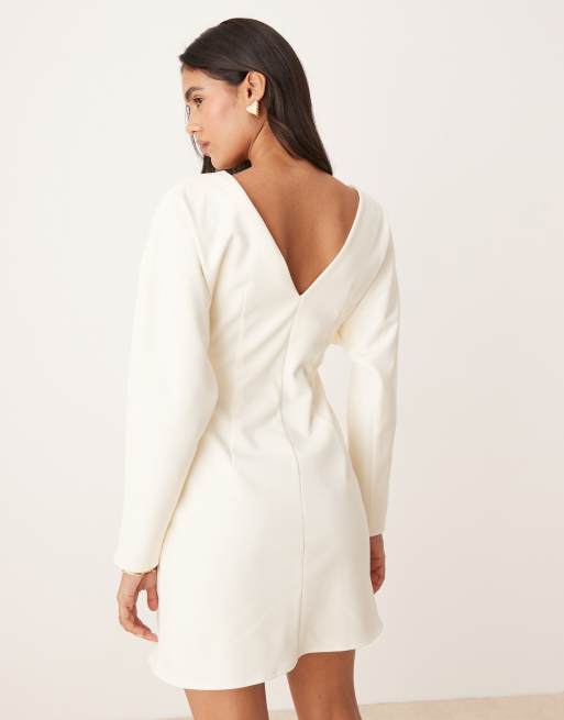 ASOS DESIGN - Mini jurk met hardware en cocon-mouwen in stone, 4 van 4