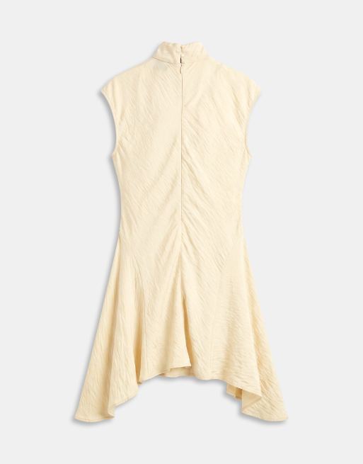 ASOS DESIGN mini jurk met hoge hals en puntige zoom in buttermilk, 6 van 8