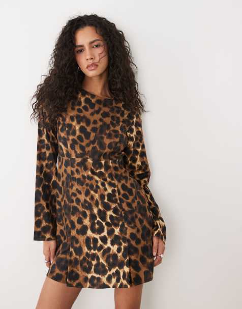 ASOS DESIGN - Mini-jurk met lange mouwen en dierenprint - view 1