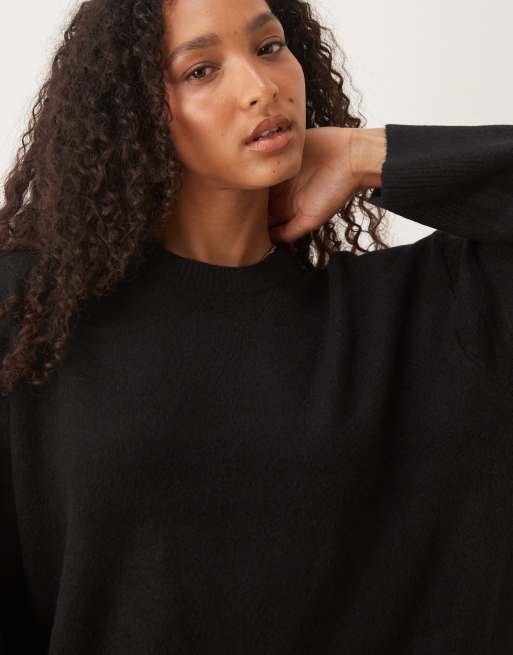 ASOS DESIGN - Mini jurk met ronde hals en brede manchetten in zwart, 2 van 4