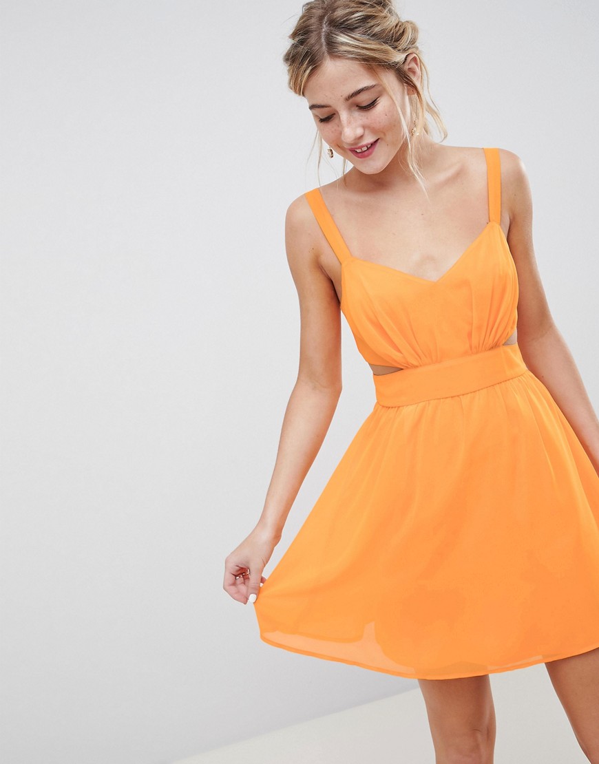 ASOS DESIGN - Mini-jurk met uitsnijding en cami bandjes-Oranje
