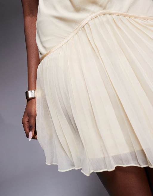 ASOS DESIGN - Mini-jurk met vierkante hals en geplooide rok in lichtgeel, 3 van 4