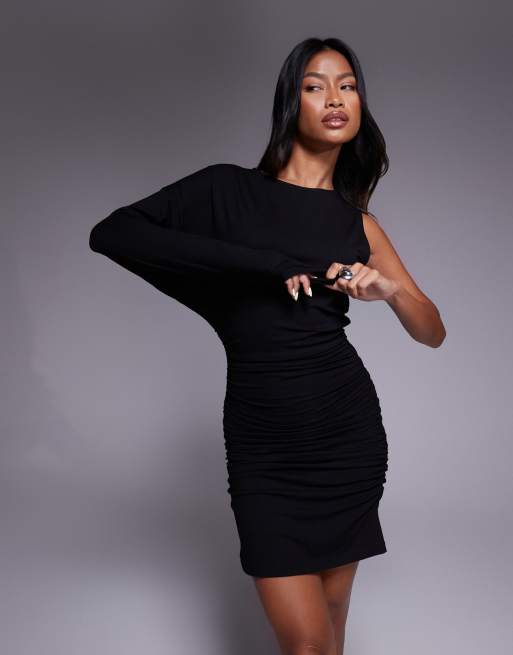 ASOS DESIGN - Mini-jurk met vleermuismouw en blote schouder in zwart, 2 van 4