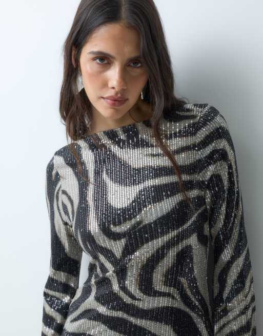 ASOS DESIGN mini jurk met zebra-dierenprint en lovertjes, 5 van 5