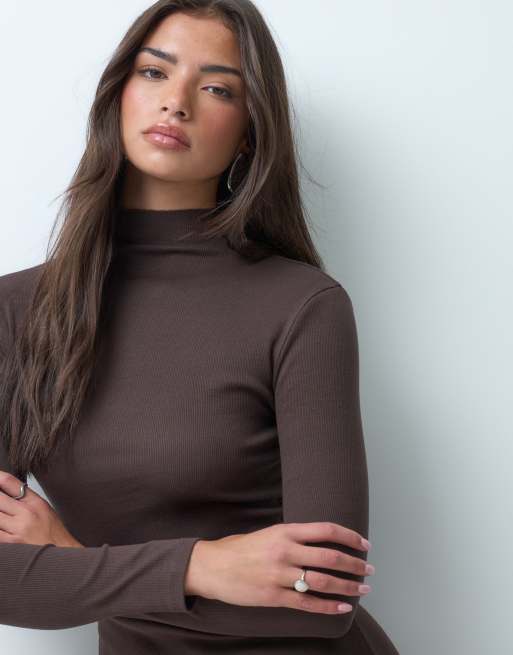 ASOS DESIGN mini-jurk van katoenrib in donkerbruin, 2 van 5