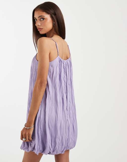 ASOS DESIGN - Mini jurk van kreukelstof met pofzoom in lila, 3 van 4
