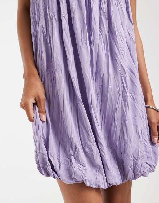ASOS DESIGN - Mini jurk van kreukelstof met pofzoom in lila, 4 van 4