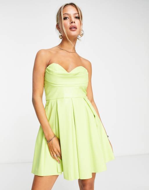ASOS DESIGN - Mini-jurk van PU met korsettop en plooirok in groen, 4 van 4