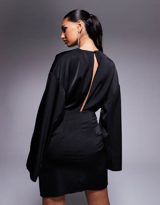 Asos Design Zwart Satijnen Jurkje ASOS DESIGN Satijnen Midaxi Jurk