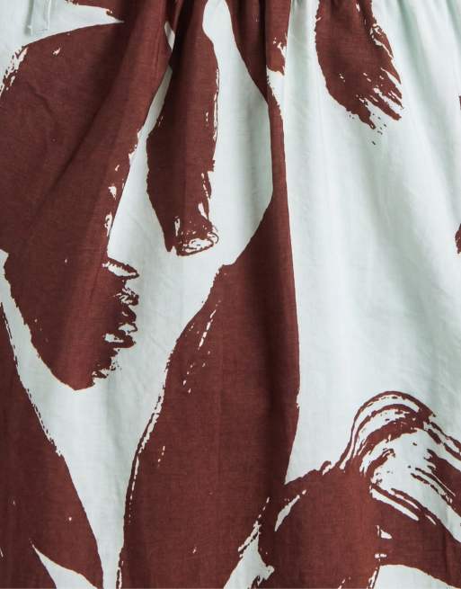 ASOS DESIGN mini-jurk van technische stof met gerimpelde hals en bubbel in print, 8 van 8